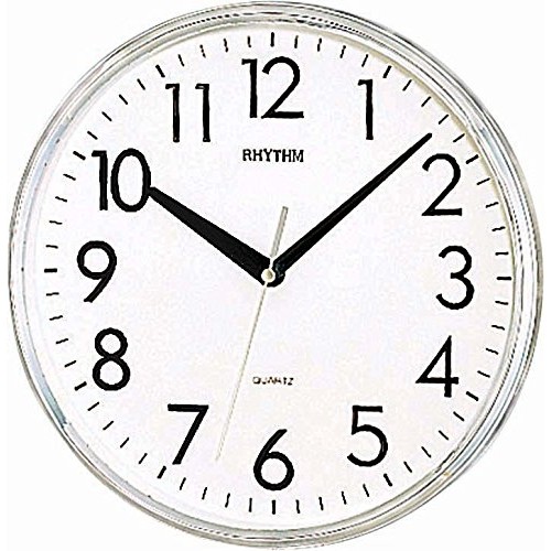 Rhythm Plastic Wall Clock 3D Numerals Analog Silver
